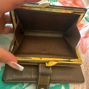 Authentic LV Leather Wallet with Gold Trim